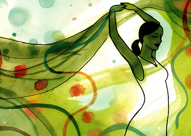 Woman with Scarf Abstract Art