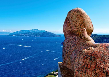 Sphinx at Capri overlooking the Mediterranean Sea