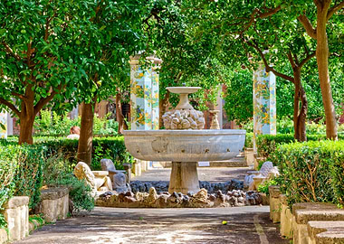 Italian Garden Fountain in Santa Chiara, Naples