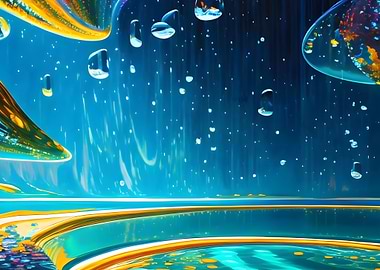 Abstract Blue and Yellow Landscape