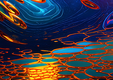 Abstract Blue and Orange Landscape