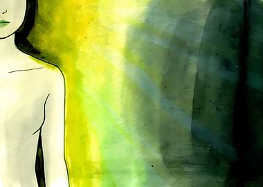 Abstract Figure in Green and Yellow