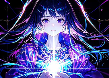 Anime Girl Holding Glowing Orb