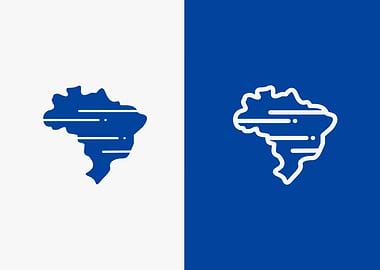 Brazil Map Icon Split Design
