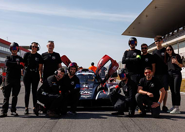 Racing Team with Car on Track