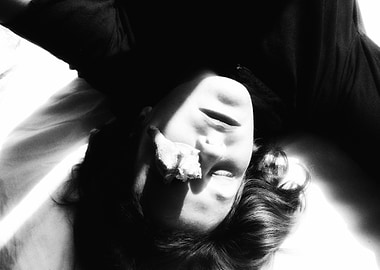 Monochrome Portrait of Woman with Flower