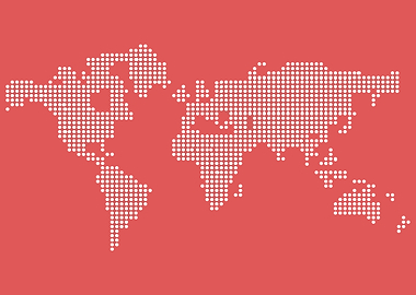 Dotted World Map on Red Background