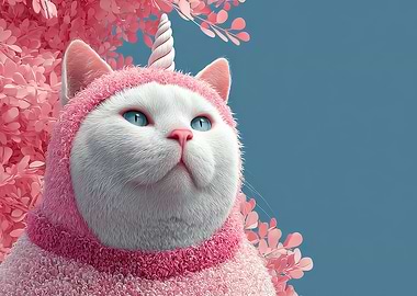 Unicorn Cat in Pink Costume