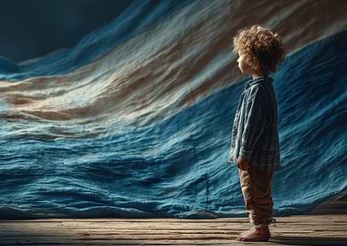 Child with Argentina Flag Backdrop