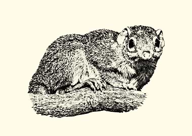 Treeshrew on Branch - Detailed Illustration