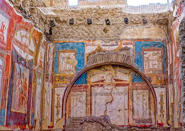 Ancient Roman Wall Paintings in Herculaneum, Italy