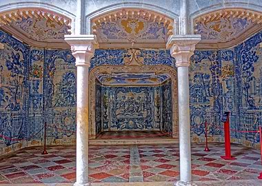 Ornate Tiled Room with Columns