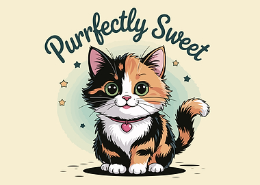 Purrfectly Sweet Cartoon Cat Illustration