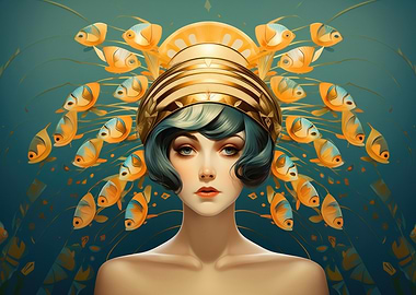 Woman with Fish Headdress