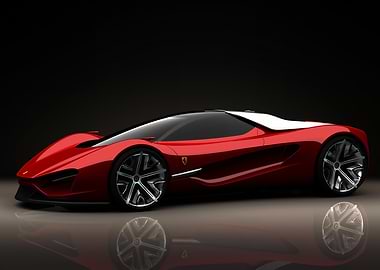 Red and White Ferrari Concept Car