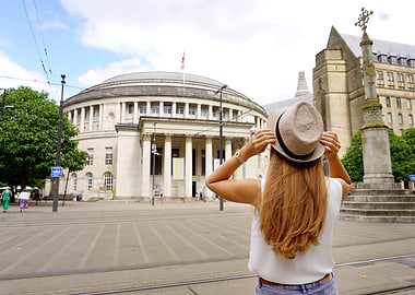 Woman with hat in Manchester, England