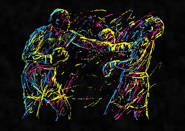 Abstract Boxing Match Illustration