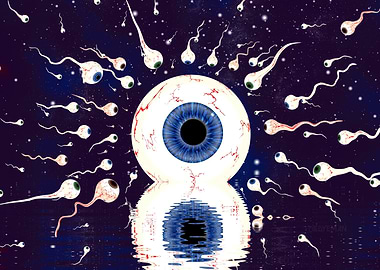 'Eyeball Genesis' Surreal Fractal Illustration