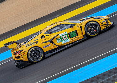 Corvette Racing Car on Track