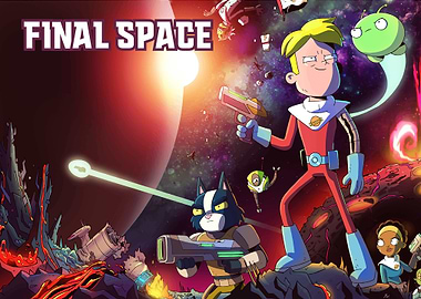 Final Space cartoon characters in space