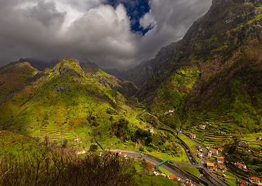 Verdant Mountain Valley with Terraced Fields, Madeira
