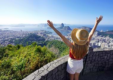 Woman overlooking Rio de Janeiro, Brazil