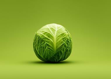 Green Cabbage on Green Background