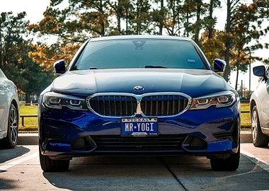 Blue BMW Front View