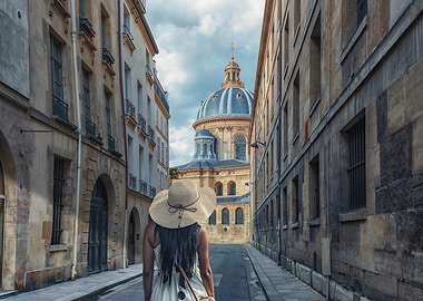Woman walking in Paris