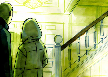 Figures in a Green-Toned Interior