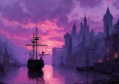 Seascape Ship and Castle