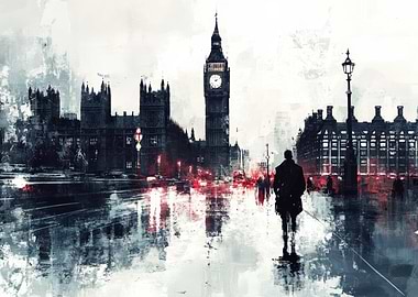 London cityscape with Big Ben painting