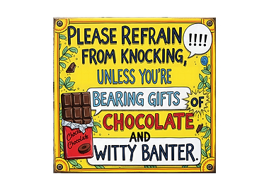 Refrain from Knocking Chocolate Banter Sign
