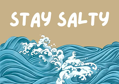 Stay Salty Ocean Waves Illustration
