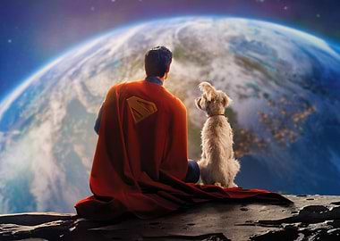 Superman Krypto Gazing at the Earth