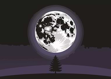 Full Moon Night Landscape Illustration