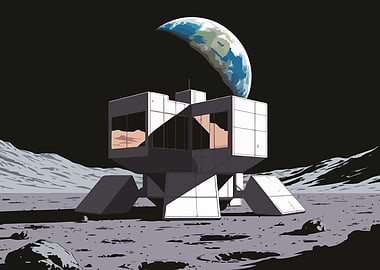 Lunar Base with Earth View