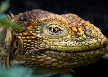 Close-up of a Yellow Iguana Head
