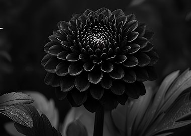 Monochrome Dahlia Flower Close-Up