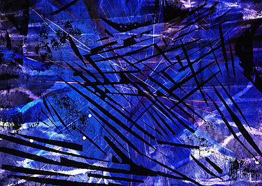 Lofi Geometry Abstract Blue and Black Pattern