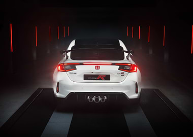 White Honda Civic Type R Rear View
