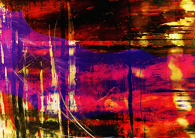 Abstract Summer Sunset with Red and Purple
