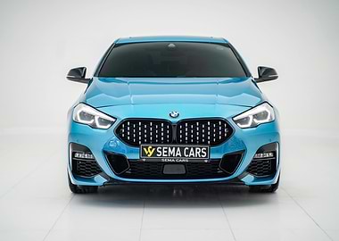 Front View of a Blue BMW