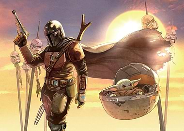 Mandalorian Manga - journey at sunset