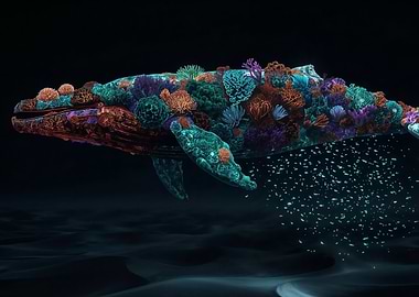 Coral Whale in the Deep Sea