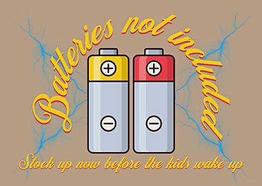 Batteries Not Included Funny Illustration
