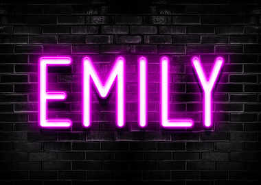 Emily Neon Sign on Brick Wall