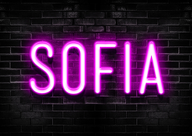 Sofia Neon Sign on Brick Wall
