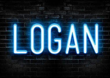 Logan Neon Sign on Brick Wall