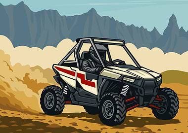 Off-Road Vehicle in Desert Landscape